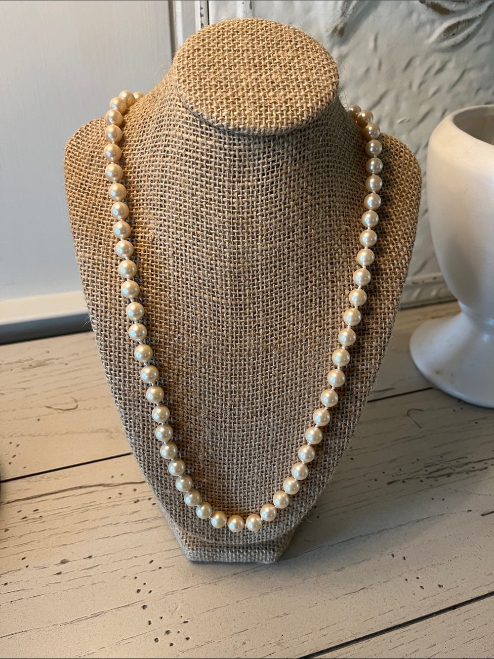 Vintage Monet Faux Pearl Necklace with Gold Clasp - Excellent